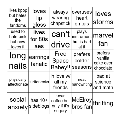 How Similar Are You to heart-shaped-cookie? Bingo Card