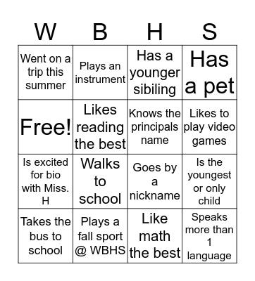 Find someone in the class who... Bingo Card