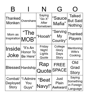 Team Meeting Bingo Card