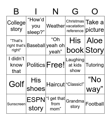 Scott Bingo Card