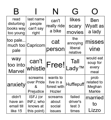 How Similar are You to Sophie Bingo Card
