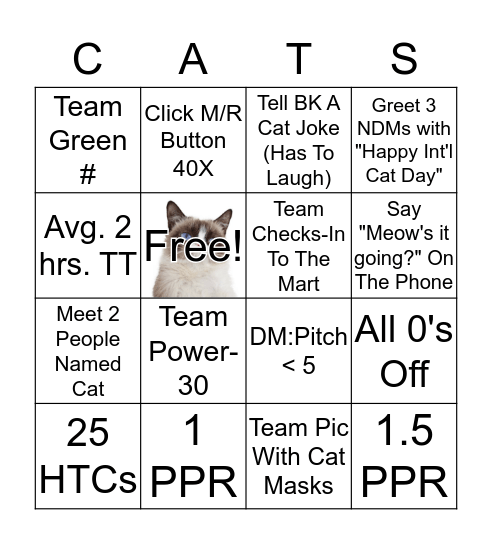 CAT DAY BINGO Card