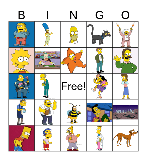 Simpsons Bingo Card