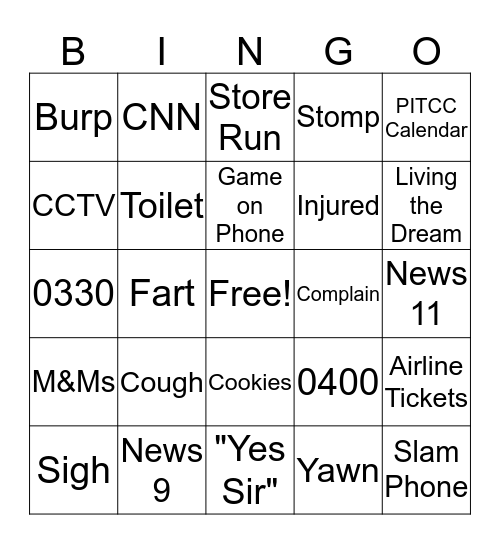 Huff & Puff BINGO Card