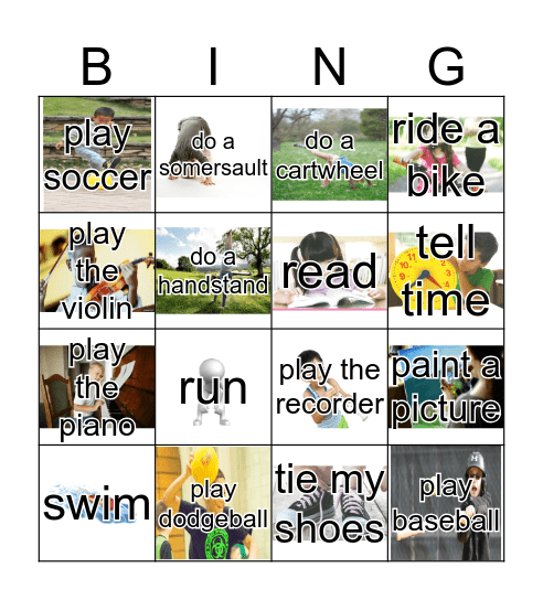 Can you___________? Bingo Card