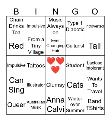 How similar are you to Jaz Bingo Card
