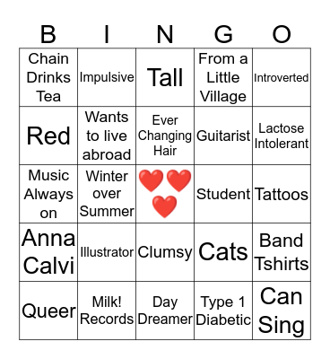 How similar are you to Jaz Bingo Card