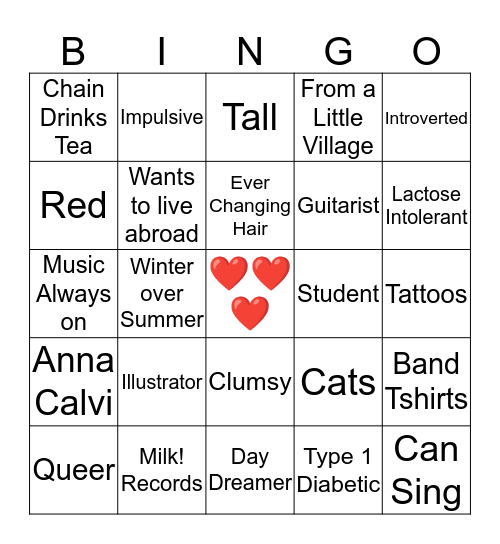 How similar are you to Jaz Bingo Card