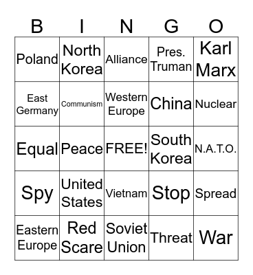 Cold War Bingo Card