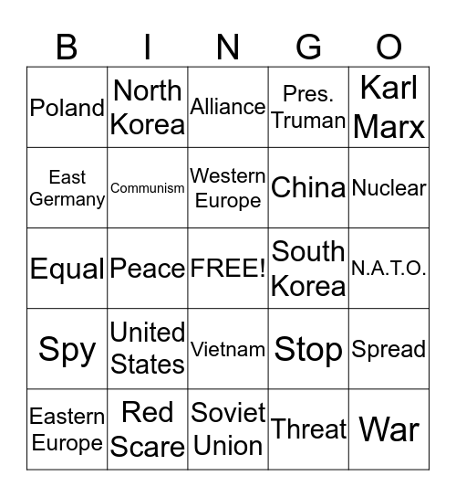 Cold War Bingo Card
