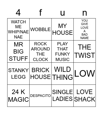 4 Fun Bingo Card