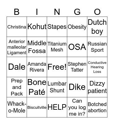 CSF Leaks Bingo Card