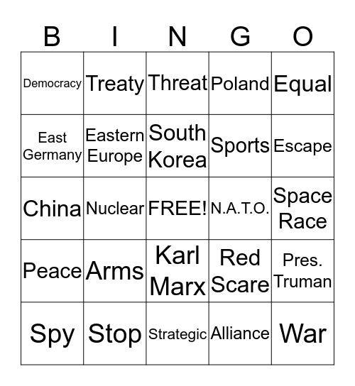 Cold War Bingo Card
