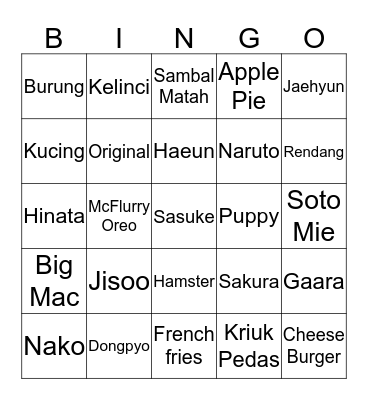 Untitled Bingo Card