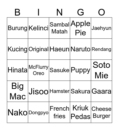 Untitled Bingo Card