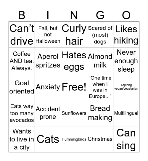 Anna Bingo Card