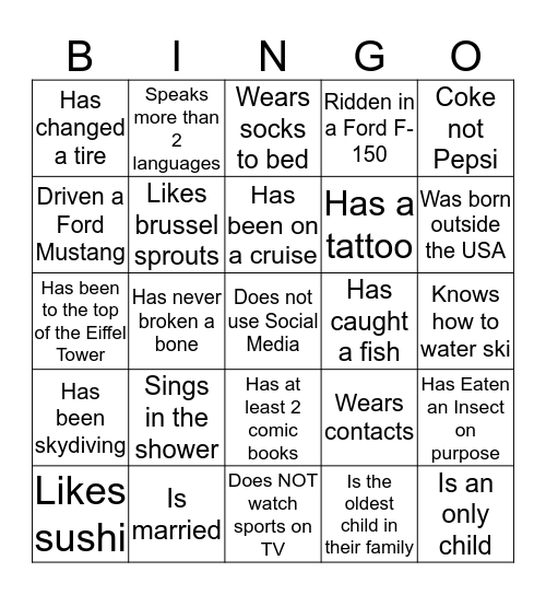 HCD BINGO Card