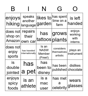 Board Bingo Card