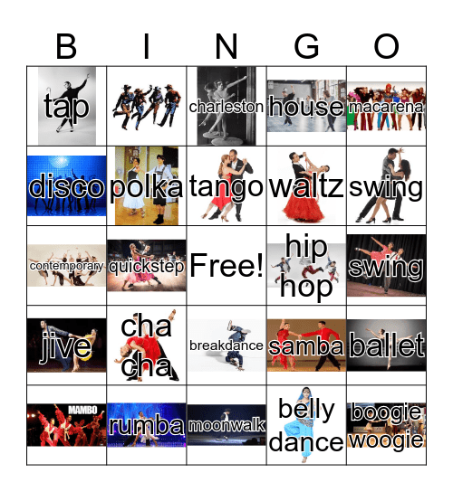 dance Bingo Card