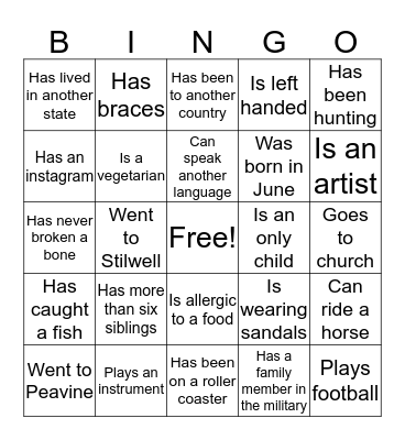 Find someone who Bingo Card