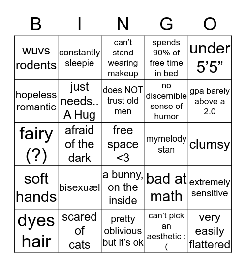 how much are u like heartpupilz Bingo Card