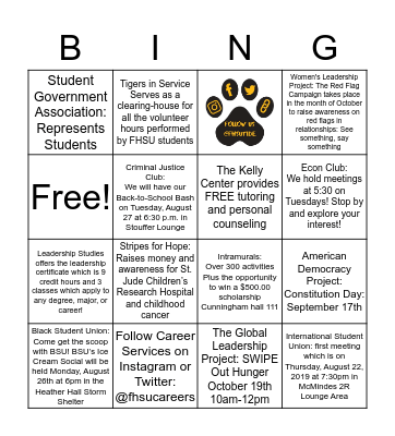 Back to School Picnic: BINGO! Bingo Card