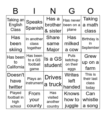 FYE Bingo Card