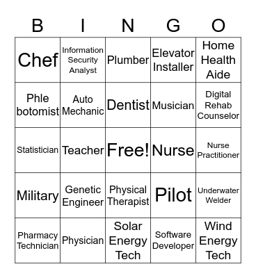 Career Bingo Card