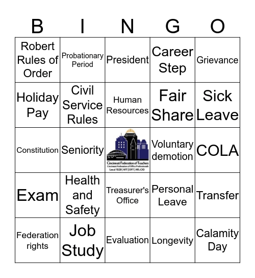 Cincinnati Federation of Office Professionals Bingo Card