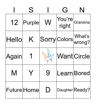 I-SIGN BINGO IN ASL Bingo Card