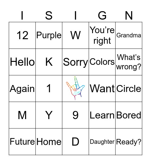 I-SIGN BINGO IN ASL Bingo Card