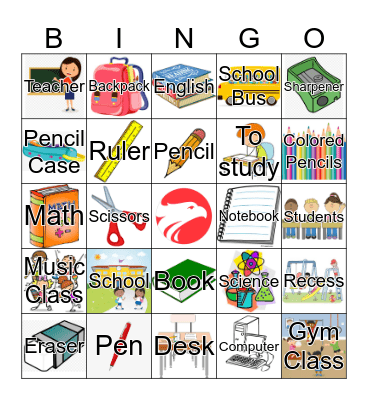 School Bingo Card