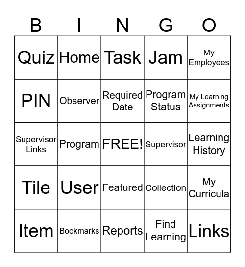 SuccessFactors Learning Bingo Card