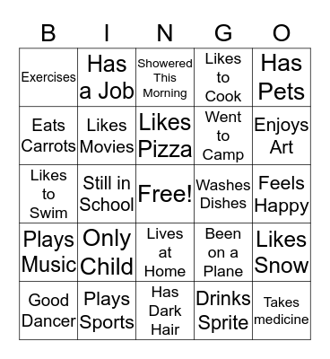 Get to know you BINGO Card