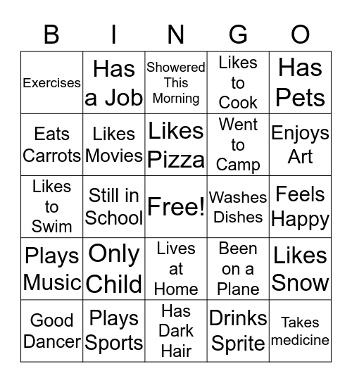 Get to know you BINGO Card