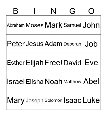 Bible Bingo Card