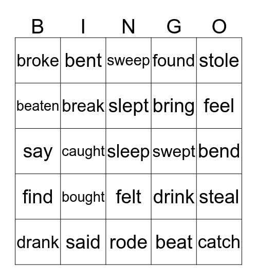 past-tense-bingo-card