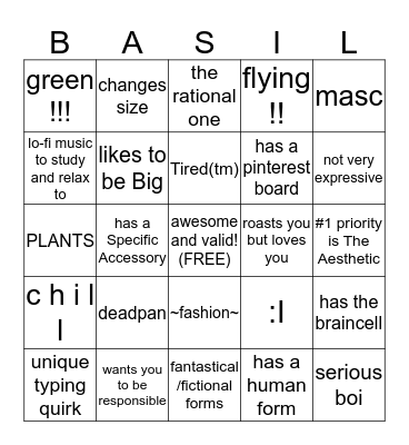 » basil bingo Card
