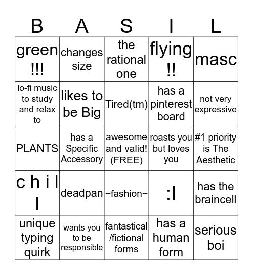 » basil bingo Card