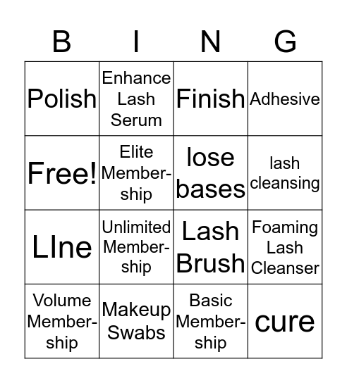 LASH-O Bingo Card
