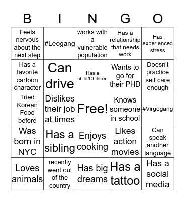 People Bingo Card