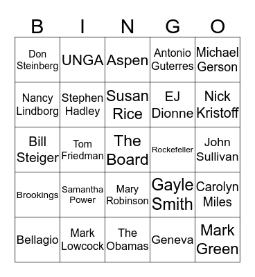 Name / Place Drop Bingo Card