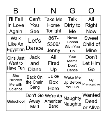80s BINGO Card