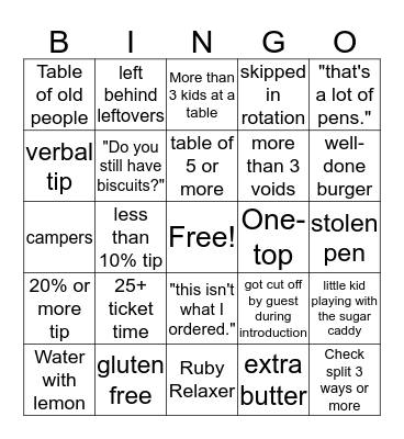 RT Bingo Card