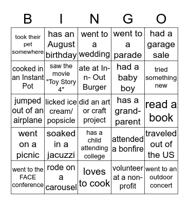 EGUSD PreK Meet-n-Greet Bingo Card
