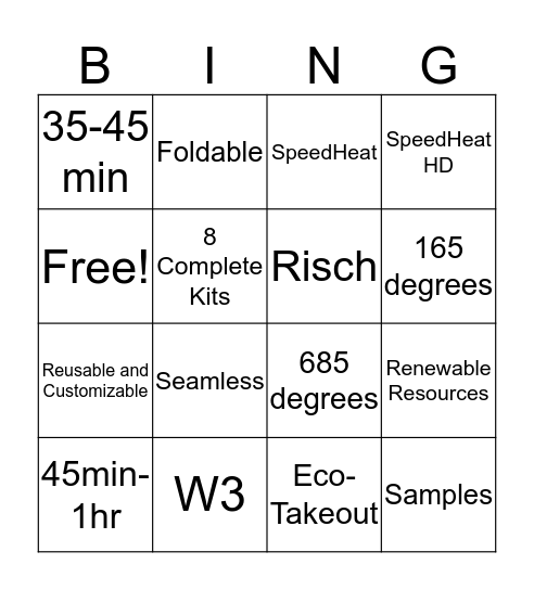 W3 Sales Bingo Card