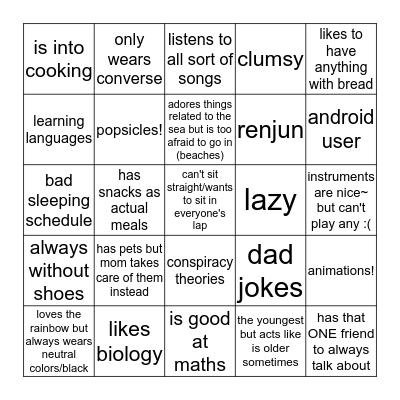 fen Bingo Card