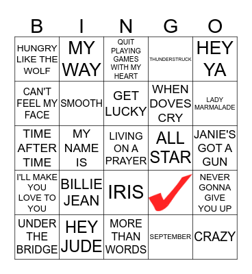 KAMIKAZE KARAOKE 87-3 Bingo Card