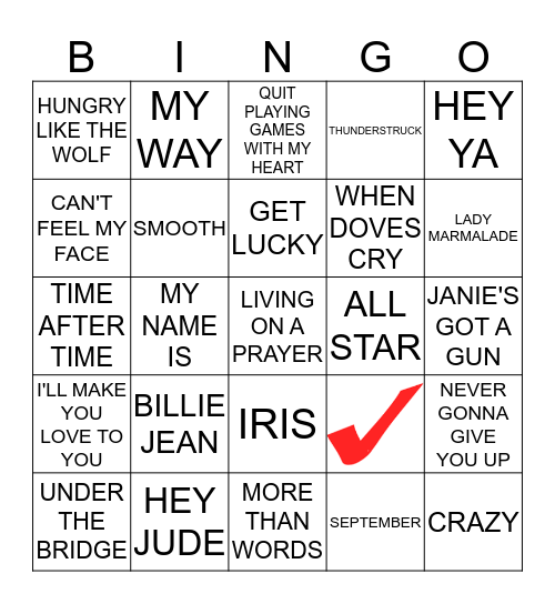 KAMIKAZE KARAOKE 87-3 Bingo Card