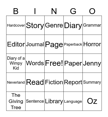 Reading Bingo Card